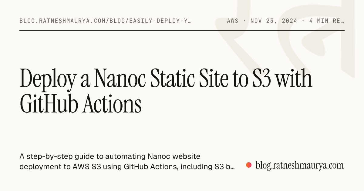 Deploy a Nanoc Static Site to S3 with GitHub Actions
