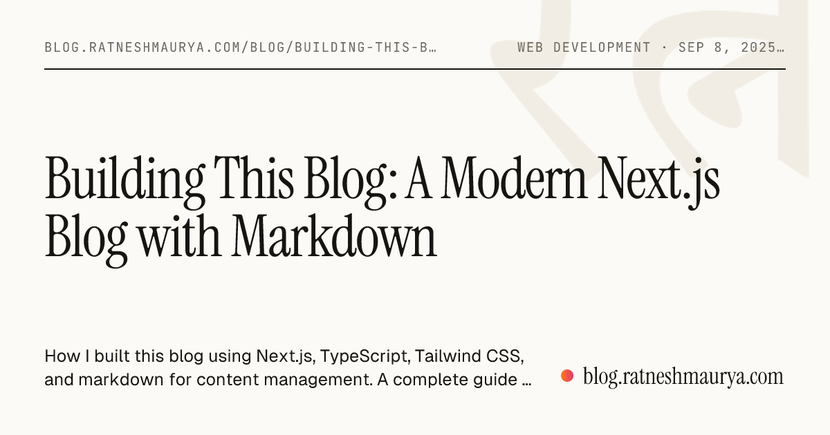 Building This Blog: A Modern Next.js Blog with Markdown