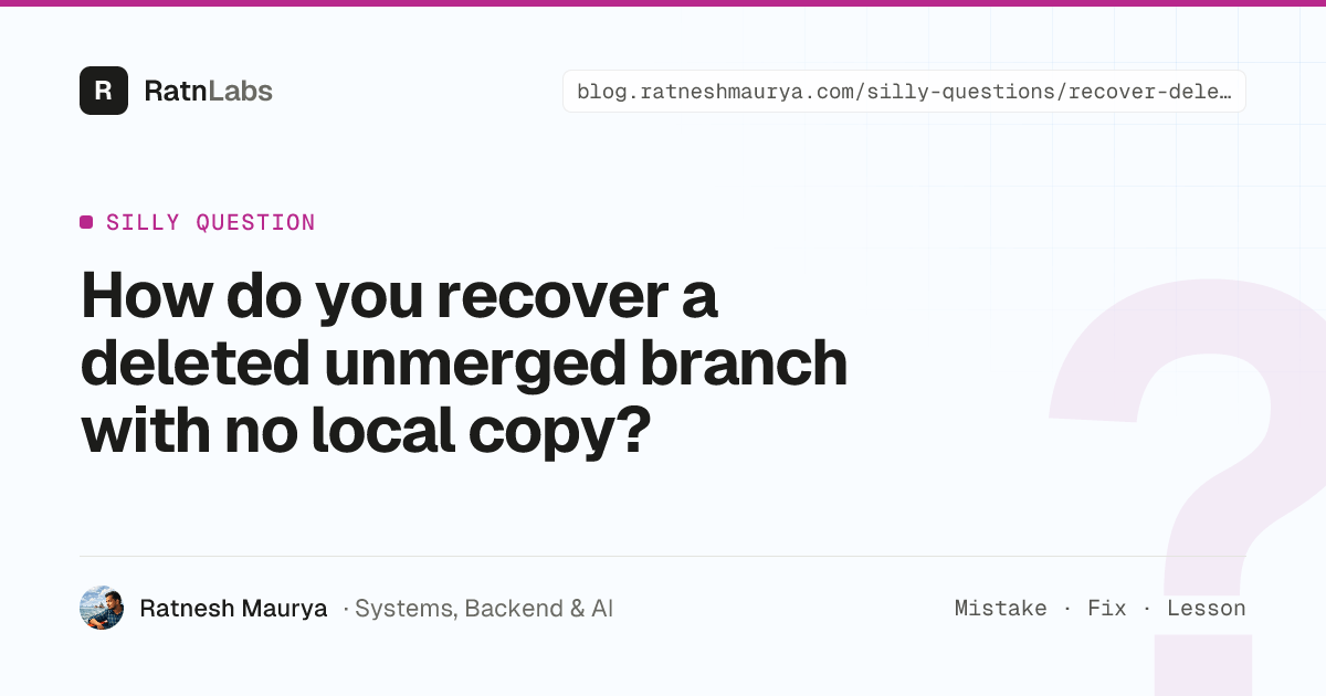 How do you recover a deleted unmerged branch with no local copy?