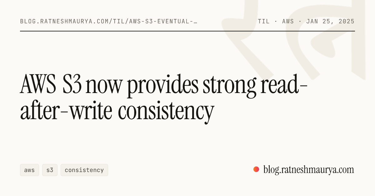 AWS S3 now provides strong read-after-write consistency